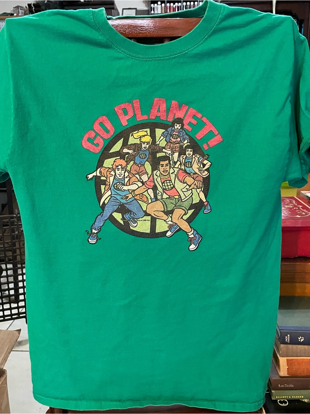 Captain Planet  "Go Planet!" Green Hanes Short Sleeve Tee M